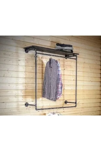 Blbndesign RafNo595 Dekoratif Borudan Raf Ve Askılık 100 Cm