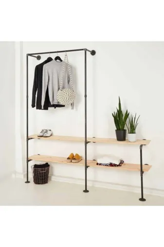 Blbndesign RafNo601 Dekoratif Borudan Raf Ve Askılık 150 Cm