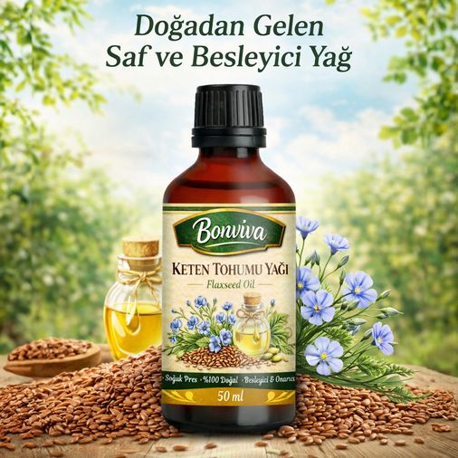 BONVİVA Soğuk Pres Saf Keten Tohumu Yağı 50 ml