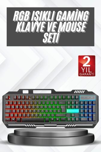 Brand 96413728 Işıklı Oyuncu Q Klavye Mouse Seti Siyah Gaming Oyuncu Klavye