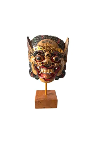 burefe WA-00289 Bali Ruhu Evinizde: El Yapımı Ahşap "barong Rangda" Maske Heykeli