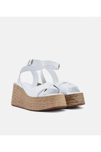Butik sfk07 Noble Shoes Hakiki Deri Dolgu Topuk Sandalet