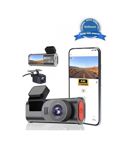 byhodi 115968403 4K Wifi Çift Kameralı Araç Kamerası Gece Görüşlü G-Sensörlü Dash Cam 170 Derece