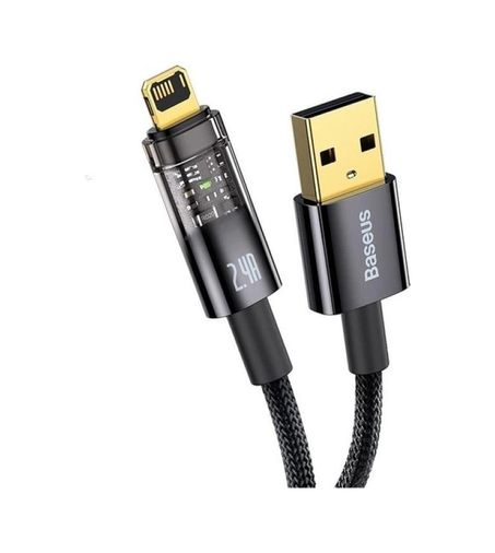 byhodi epo9665 Şeffaf Uçlu Apple Uyumlu Iphone 45W Usb Hızlı Ve Dayanıklı Şarj Ve Data Işıklı Örgü Kablo 1 Metre