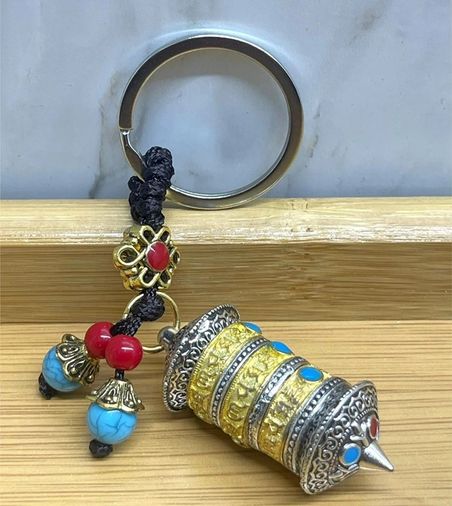 byhodi TrLat0KH002K-ALK4462-BLNCC Metal Tibet Şans Çarkı Anahtarlık Alk4462