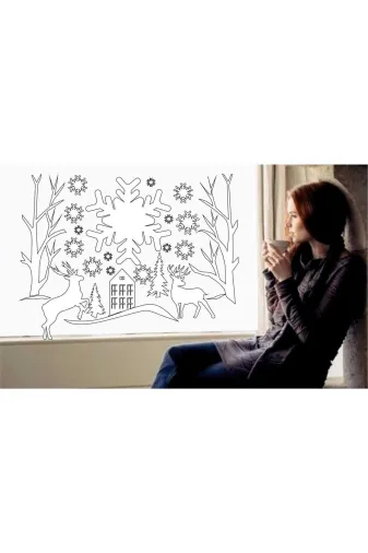 Byken beyaz renkte folyo etiket kesim Kar Taneleri Yılbaşı Süsü Etiket Sticker 70X60 Cm Ebatlarında Yapışkanlı