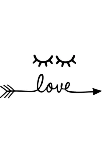 Byken byken1514 Kirpik Ve Love Yazılı Ok Desenli Duvar Sticker