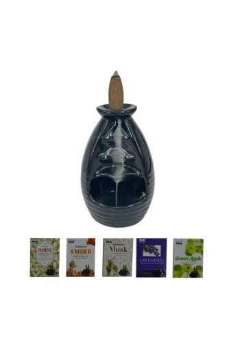 Cantayurdu BRLR14 Porselen Geri Akış Tütsü Brülörü +5 Aromatik Tütsü Ca4 Siyah