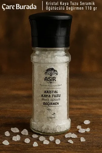 Çare Burada kristalkayatuzdeğirmen Asır - Kristal Kaya Tuzu Seramik Öğütücülü Değirmen 110 Gr
