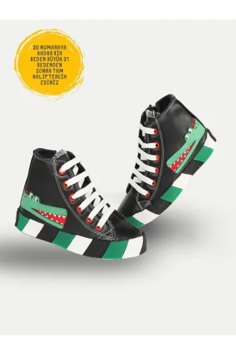 Casabony CS-23K-029 Timsah Ortopedik Destekli Siyah Erkek Çocuk Sneakers