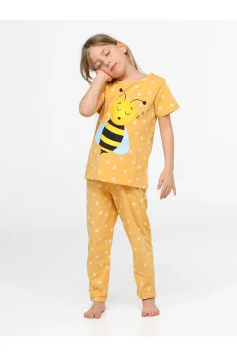 Casabony CS-24Y-057 Arı Puanlı Kız Çocuk Pijama Takım