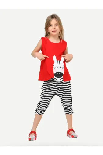 Casabony CS-24Y-060 Zebra Çizgili Baggy Kapri Takım