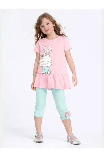 Casabony CS-24Y-075 Bunny Kolları Fırfırlı Tunik + Tayt Takım