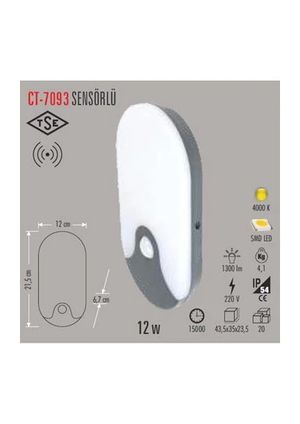 Cata Ct-7093 12W Sıva Üstü Sensörlü Modern Gün Işığı 4000K Armatür