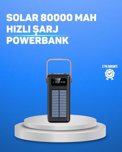 ÇAVDAR TKNUCZZZ2080POWERBANK-3MKR 80000 Mah Yüksek Kapasiteli Powerbank Göstergeli Solar Şarj Cihazı Diğer