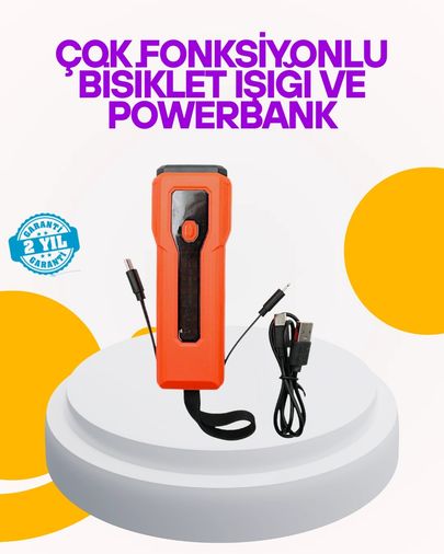 ÇAVDAR TKNUCZZZ828FENERPOWERBANK-1MKR Su Geçirmez Bisiklet Işığı 5000 Mah Powerbankli Ön Far Diğer