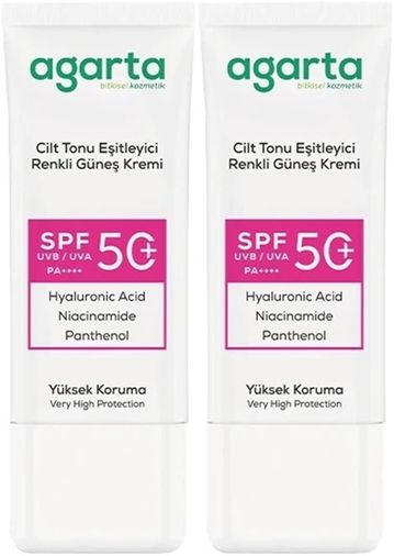 Cilt Tonu Eşitleyici Renkli Kapatıcı Etkili Spf+50 Faktör Güneş Kremi 50 ML (2 Li Set)