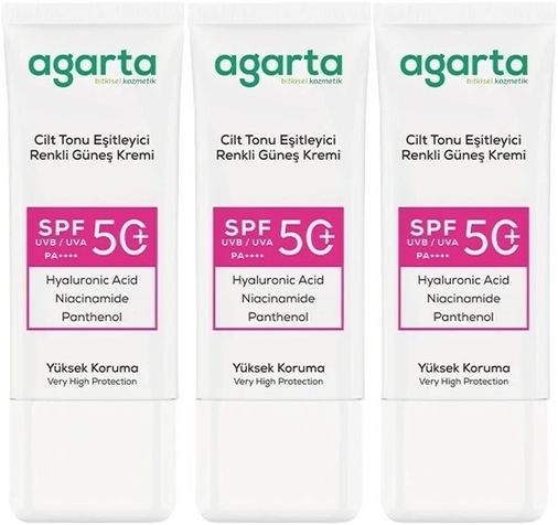 Cilt Tonu Eşitleyici Renkli Kapatıcı Etkili Spf+50 Faktör Güneş Kremi 50 ML (3 Lü Set)