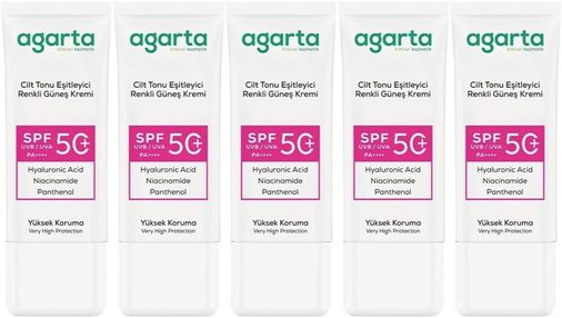 Cilt Tonu Eşitleyici Renkli Kapatıcı Etkili Spf+50 Faktör Güneş Kremi 50 ML (5 Li Set)