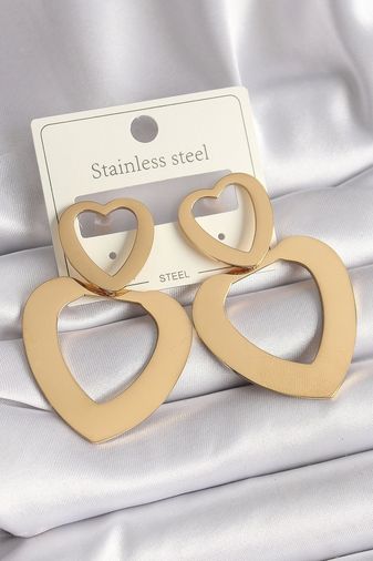 Clariss BKP11809-BLNC 316L Çelik Gold Renk Kalp Model Kadın Küpe Çok Renkli