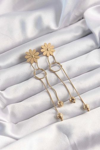 Clariss BKP9497-BLNC 316L Çelik Altın Renk Sallantılı Düğüm Model Papatya Küpe