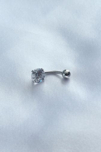 Clariss PR1393-BLNC 316L Cerrahi Çelik Zirkon Taşlı Göbek Piercing Çok Renkli