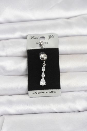 Clariss PR1398-BLNC 316L Cerrahi Çelik Sallantılı Damla Model Göbek Piercing Çok Renkli