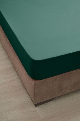Colourist Fitted Lastikli Battal Çift Kişilik Çarşaf Seti (180x200)-Zümrüt Yeşili