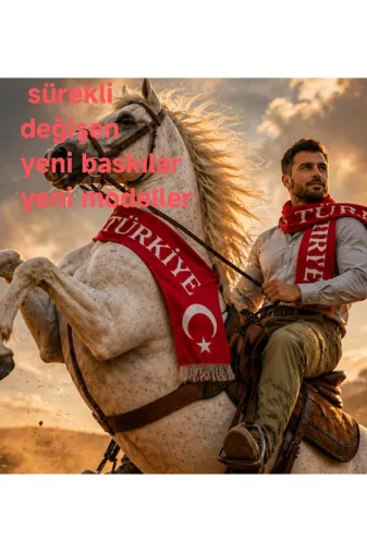 couis 192303 Atkı Türkiye Ay Yıldız Bayrağımız Detaylı Saten