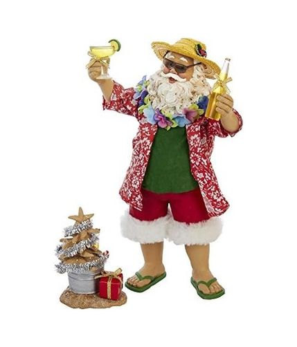 Da 131575623 Kurt Adler Fabriche&apos Beach Noel Baba, 25 Cm, 2 Parça Set
