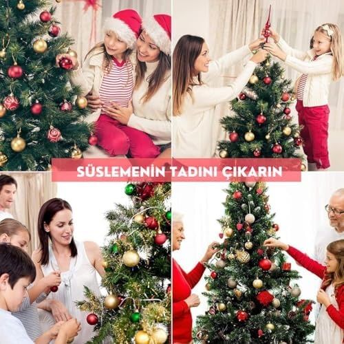 Da 57855210124589380184975 Yılbaşı Ağacı Süsü Noel Süsleri Gold Yıldız, Yeşil Beyaz Toplar Yılbaşı Hediyeleri 10 Adet Diğer