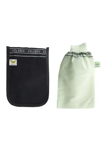 DaYii TYBH96X3UMO1SNHK34 2 Adet Kalın Siyah Ve Beyaz Hamam Kesesi 25X17 Cm