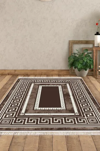 Dekoreko 651M-Trend-3 Eko Trend Djt Halı Yıkanabilir Kaymaz Taban 651M Modern Kahve