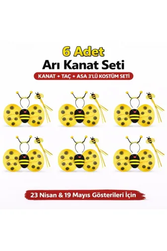 DGY STORE mepaSM-SM-SMRF014-6 639Lı Arı Kostüm Seti – Kanat Taç Asa