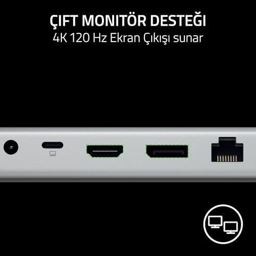 Diğer 109683823 Usb 4 - Oyun Ve Üretkenlik İçin 14 Bağlantı Noktalı Yüksek Hızlı - Çift Ekran Desteği, Cihaz Şarjı 3X Usb-C, 5X Usb-A, Hdmı, Displayport, Gigabit Ethernet Beyaz
