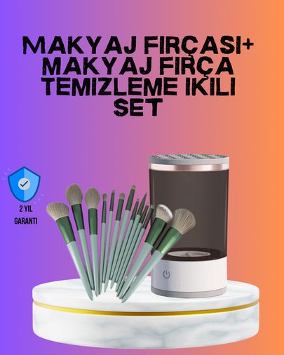 Diğer 114165691 Usb Şarjlı Makyaj Fırçası Temizleyici + Profesyonel Fırça Seti
