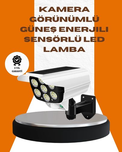Diğer 116788632 Solar Şarjlı Kamera Tasarımlı Led Duvar Lambası Hareket Sensörlü Dış Mekan Aydınlatma