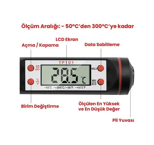 Diğer 119959660 Gudoqi Dijital Mutfak Termometresi Dijital Termometre Gıda Termometresi