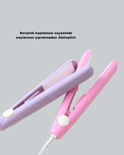 Diğer 122521921 Seyahat Tipi Mini Saç Düzleştirici Seramik Kaplama Hızlı Isınma Kompakt Tasarım Çok Renkli