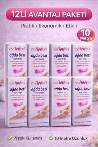 Diğer 122662508 Essweet Ağda Bezi 10 Metre Dilim Profesyonel Epilasyon Bezi Çift Taraflı Kullanım Yırtılmaz Dayanıklı Ağda Bandı 12 Paket