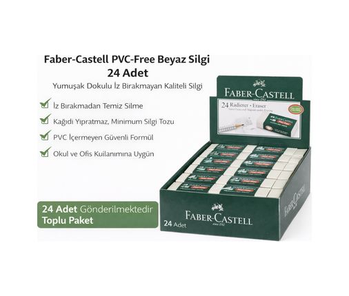 Diğer 124684982 No24 Pvc Free Beyaz Silgi 24 Adet Standlı Kutu İz Bırakmayan Yumuşak Okul Ofis Silgisi