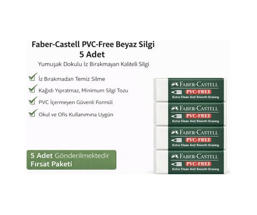Diğer 124685183 No24 Pvc Free Beyaz Silgi 5 Adet İz Bırakmayan Yumuşak Dokulu Okul Ofis Silgisi