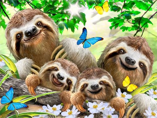 Diğer 124873703 Mey İthalat Prime 3D Tembel Hayvan Pelüş Ve Selfie 48 Parça Puzzle 15804