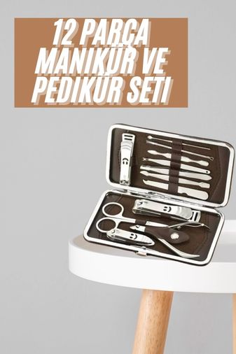 Diğer 125227926 Mey İthalat Tırnak Bakım Seti Tırnak Düzeltme Batık 12 Parça Çanta Tipi Manikür Pedikür