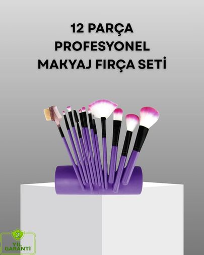 Diğer 125244543 Mey İthalat Ultra Yumuşak 12 Li Makyaj Fırça Seti Dökülme Yapmaz, Dalin Şampuan İle Temizlenebilir