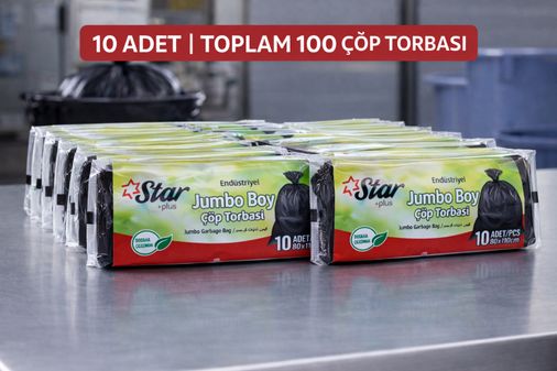 Diğer 125927757 Star Plus Endüstriyel Boy Atık Poşeti 80X110 Cm 10Lu Dayanıklı Sanayi Tipi Atık Torbası 10 Adet