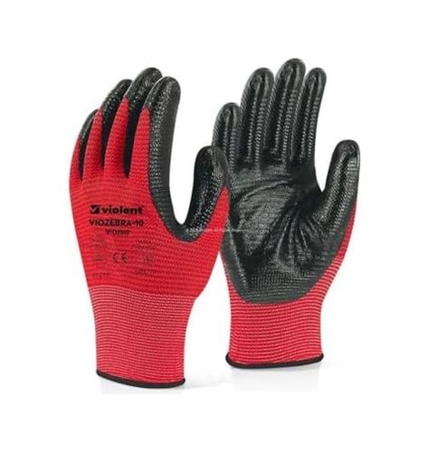 Diğer 126597560 Violent Nitril Kaplı Örme Eldiven, Çift Renk,%100 Polyester, Kaymaz, Dayanıklı, Endüstriyel İş Eldiveni, İnşaat, Bahçe, Otomotiv, Lojistik İçin Uygun, Koruyucu, Zebra Eldiven