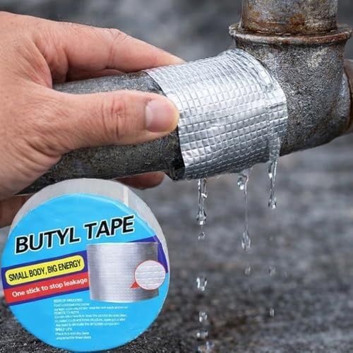 Diğer 126601760 Butyl Tape Su Geçirmez Yalıtım Bandı Güçlü Yapışkanlı Alüminyum Kaplı Çatı Oluk Boru Tamir Bandı Sızdırmazlık Bandı Çatlak Kapama İzolasyon Su Kaçak Önleyici En 10Cm Gri - 5 Metre