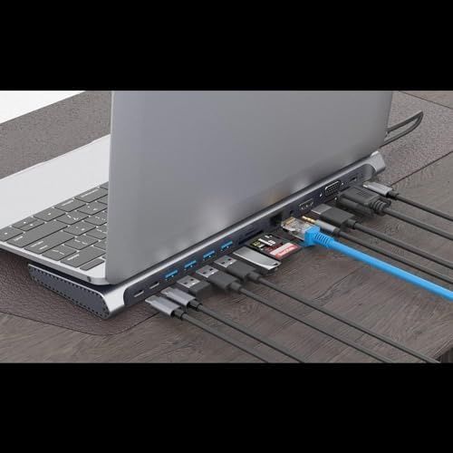 Diğer 126635437 14In1 Type-C To İstasyonu 14'ü 1 Arada Hdmı Vga Pd 3.0 , 4 Usb, 2 Usb C, 10 / 100M Gigabit 14 İn 1 Uyumlu Adaptör 9199A