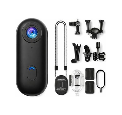 Diğer 126659623 Göğüse Takılabilir Mıknatıslı Kolyeli 1080P Mini Geniş Açı Aksiyon Kamera Hafif Ve Kompakt Tasarım Spor, Koşu,, Günlük Kullanım İçin Pov Kayıt Kamerası- Kask Kamera Siyah